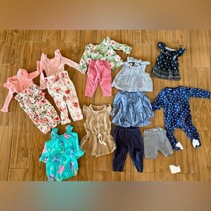 Baby Girls Mixed Clothing Bundle - Sleepers, Rompers, Matching Sets & Onesies